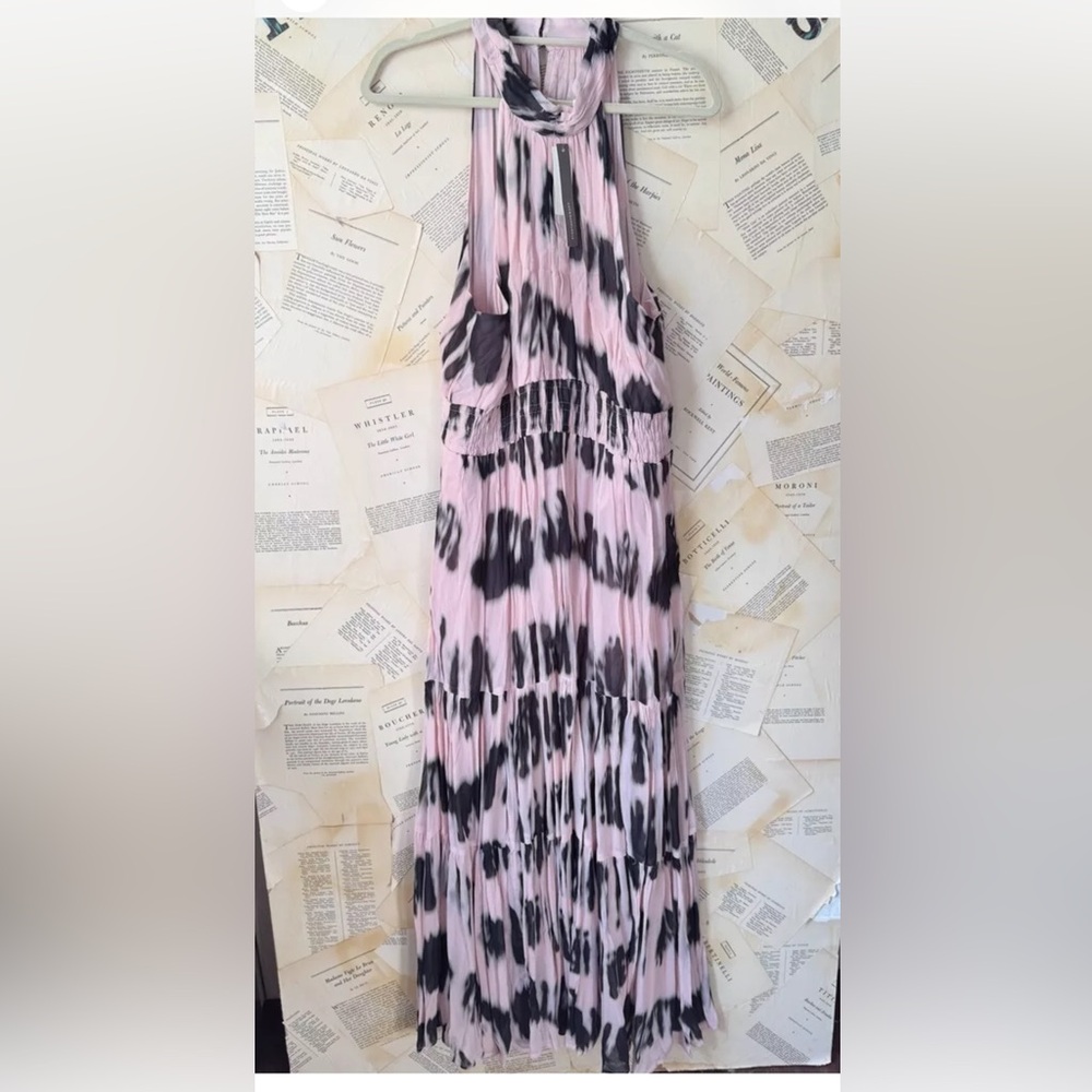 Anthropologie Pink and Black Halter Maxi Dress - Picture 5 of 7